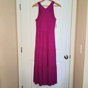 NEW Soma Wknd Crossover Tiered Maxi Bra Dress Sz Med Hot Pink NWT
